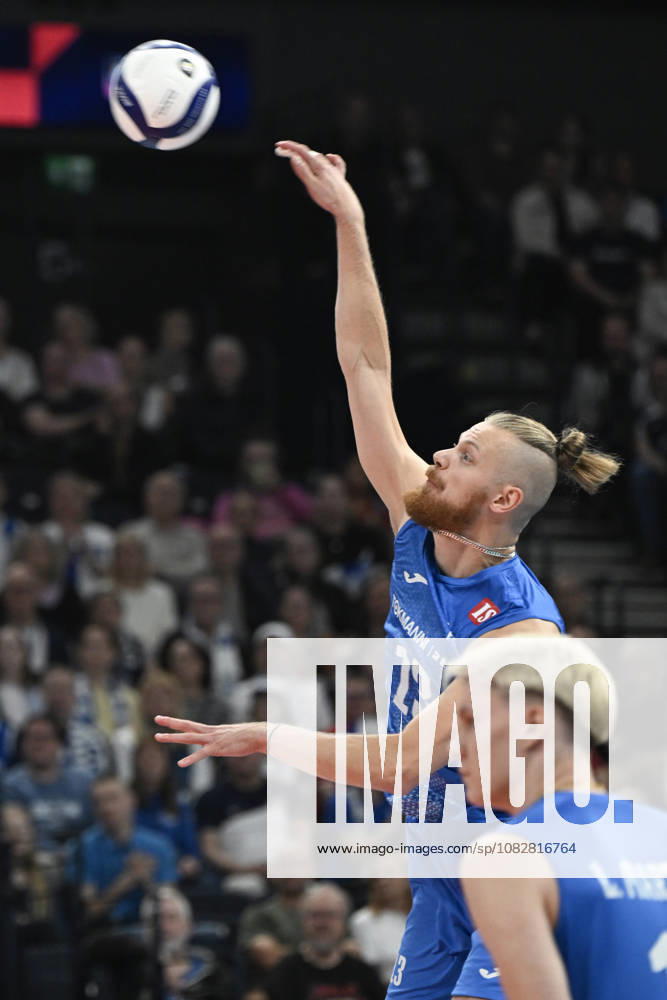 LKS 20260910 Joonas Jokela of Finland hits the ball during men s volleyball European Championships Pool C match Finland vs Denmark in Tampere on September 10, 2026. - EMMI KORHONEN Tampere Finland Qc_8THD81AI