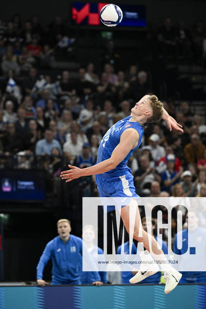 LKS 20260910 Nooa Marttila of Finland spikes the ball during men s volleyball European Championships Pool C match Finland vs Denmark in Tampere on September 10, 2026. - EMMI KORHONEN Tampere Finland d6sWTznA1NI