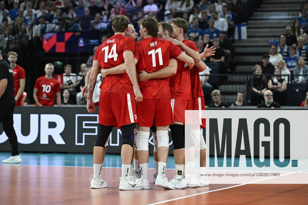 LKS 20260910 Danish players celebrating a point during men s volleyball European Championships Pool C match Finland vs Denmark in Tampere on September 10, 2026. - EMMI KORHONEN Tampere Finland xCcsGWiwrjg