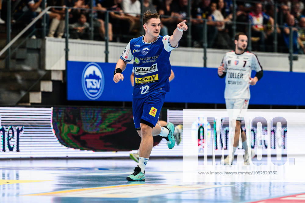 Felix Aellen, ThSV Eisenach, 22 Celebrating a 7-meter goal (GER), ThSV Eisenach vs. SG BBM Bietigheim, 1 Opel Handball Bundesliga, Handball, Matchday 4, 2026–2027 Season, 7:00 p.m., September 10, 2026 GER, ThSV Eisenach vs. SG BBM Bietigheim, 1st Opel Handball Bundesliga, Handball, Matchday 4, 2026–2027 season, 7:00 p.m., September 10, 2026, Eisenach