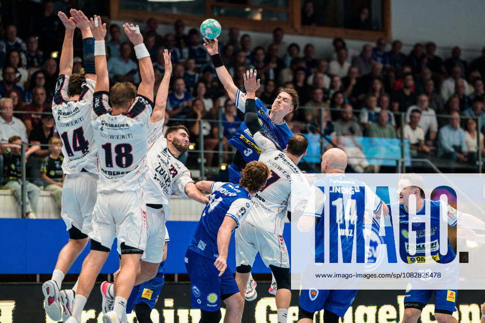 Oskar Joelsson, ThSV Eisenach, 03; Fynn Luca Nicolaus, SG BBM Bietigheim, 14; Fabian Wiederstein, SG BBM Bietigheim, 18; Dominik Claus, SG BBM Bietigheim, 07, Marcus Norrbrink, SG BBM Bietigheim, 23, Peter Walz, ThSV Eisenach, 14, Moritz Ende, ThSV Eisenach, 21, Felix Aellen, ThSV Eisenach, 22 GER, ThSV Eisenach vs. SG BBM Bietigheim, 1st Opel Handball Bundesliga, Handball, Matchday 4, 2026–2027 Season, 7:00 PM, September 10, 2026 GER, ThSV Eisenach vs. SG BBM Bietigheim, 1st Opel Handball Bundesliga, Handball, Matchday 4, 2026–2027 season, 7:00 p.m., September 10, 2026, Eisenach
