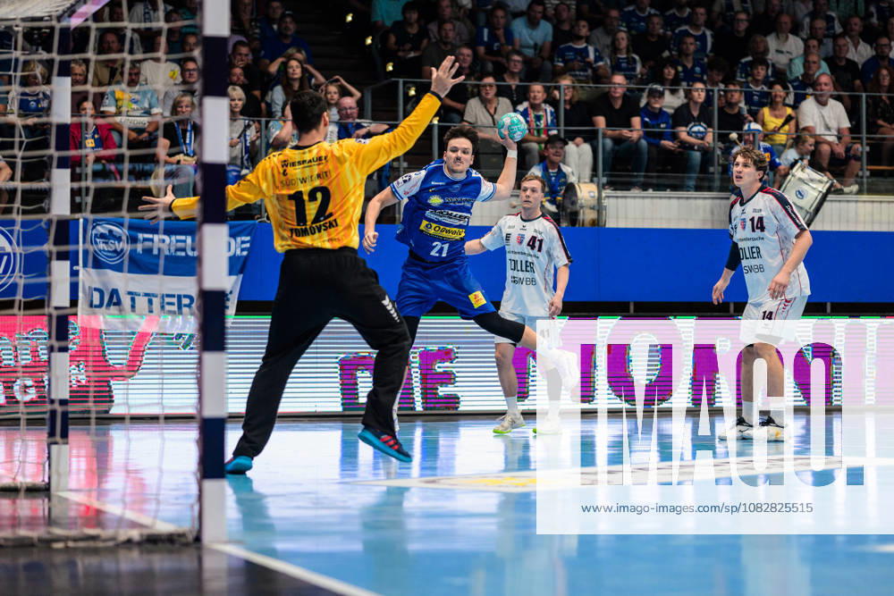 Martin Tomovski, SG BBM Bietigheim, 12; Moritz Ende, ThSV Eisenach, 21; Till Hermann, SG BBM Bietigheim, 41; Fynn Luca Nicolaus, SG BBM Bietigheim, 14 GER, ThSV Eisenach vs. SG BBM Bietigheim, 1st Opel Handball Bundesliga, Handball, Matchday 4, 2026–2027 Season, 7:00 PM, September 10, 2026 GER, ThSV Eisenach vs. SG BBM Bietigheim, 1st Opel Handball Bundesliga, Handball, Matchday 4, 2026–2027 season, 7:00 p.m., September 10, 2026, Germany, Eisenach