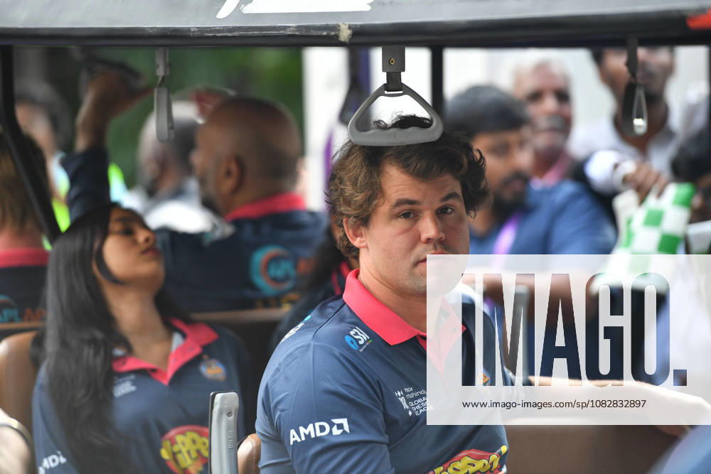 Global Chess League 2026 Magnus Carlsen of Norway, playing for Alpine APL Pipers, interacts with fans during Match 21 of the Global Chess League 2026 in Bengaluru, India, on September 10, 2026. Bengaluru Karnataka India