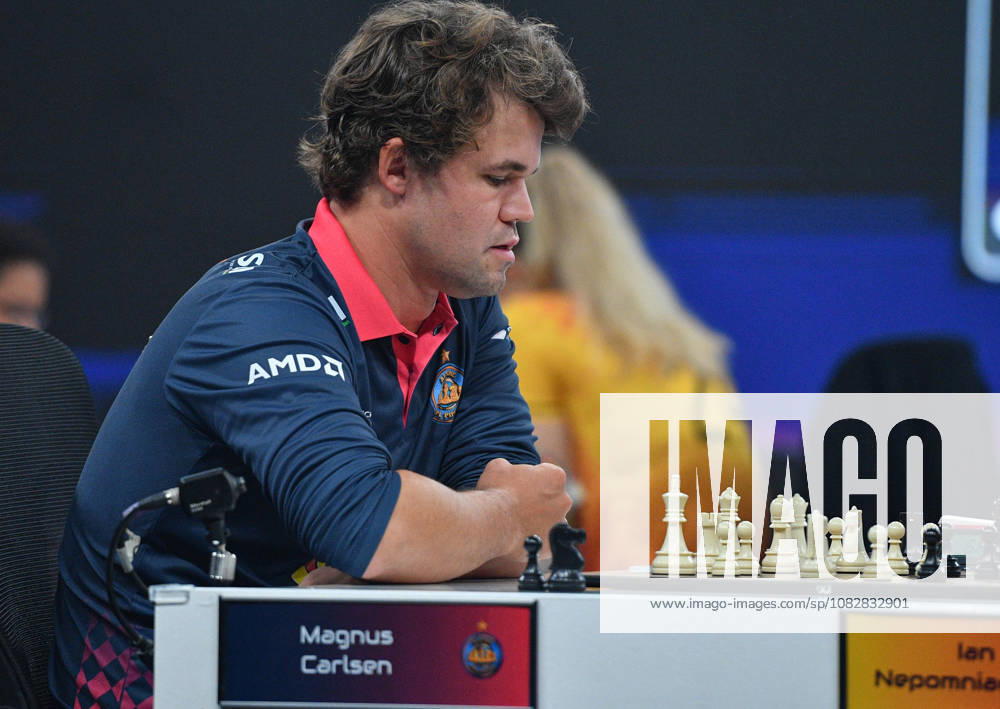 Global Chess League 2026 Magnus Carlsen of Norway, playing for Alpine APL Pipers, competes against Ian Nepomniachtchi of Russia, playing for Ganges Grandmasters, during Match 21 of the Global Chess League 2026 in Bengaluru, India, on September 10, 2026. Bengaluru Karnataka India