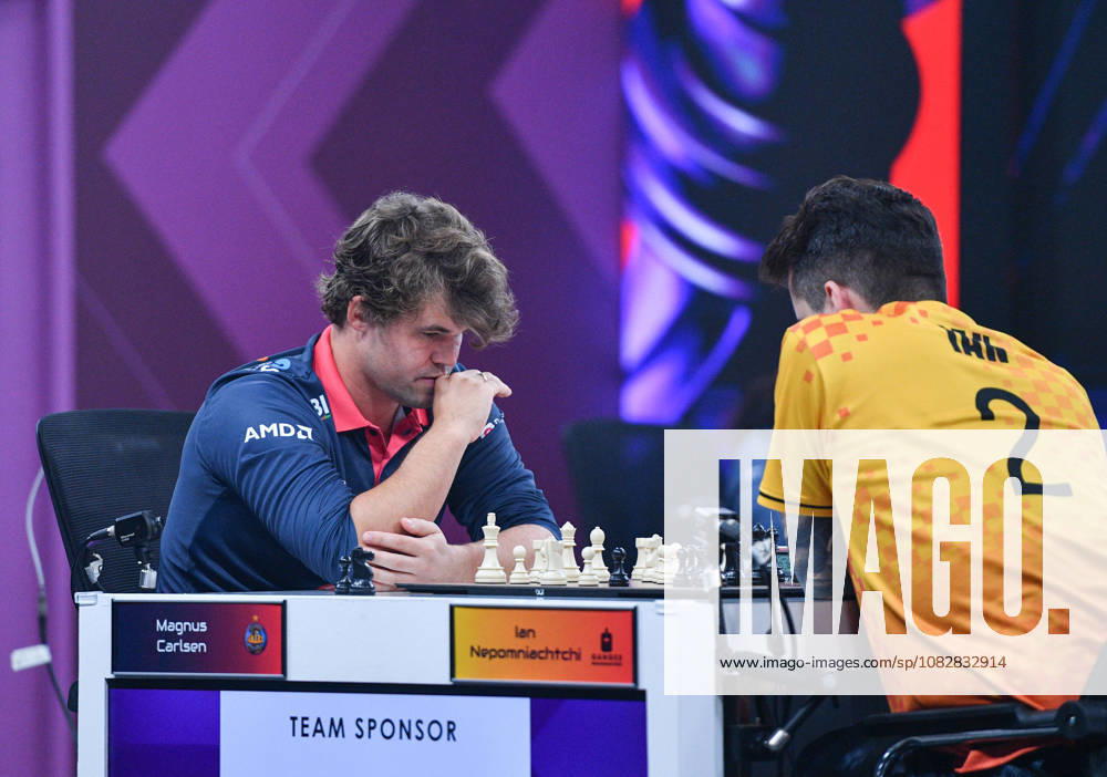 Global Chess League 2026 Magnus Carlsen of Norway, playing for Alpine APL Pipers, competes against Ian Nepomniachtchi of Russia, playing for Ganges Grandmasters, during Match 21 of the Global Chess League 2026 in Bengaluru, India, on September 10, 2026. Bengaluru Karnataka India