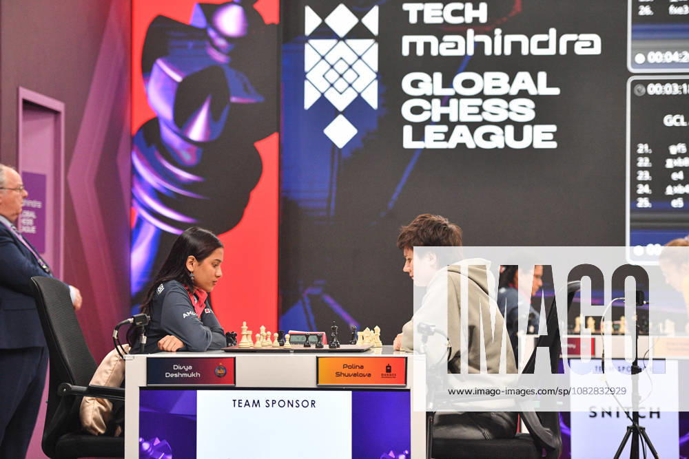 Global Chess League 2026 Divya Deshmukh (IND) of Alpine APL Pipers plays against Polina Shuvalova (RUS) of Ganges Grandmasters during Match 21 of the Global Chess League 2026 in Bengaluru, India, on September 10, 2026. Bengaluru Karnataka India