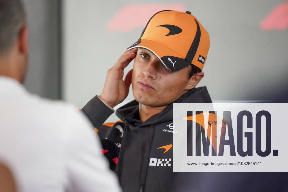 FORMULA 1 SPANISH GRAND PRIX 2026 Lando Norris (GBR) 1 McLaren giving an interview in the Media Pen during the Formula 1 Tag Heuer Spanish Grand Prix 2026, Round 14 of the 2026 Formula 1 World Championship, WM, Weltmeisterschaft from 11th - 13th September 2026 at Madring, Madrid, Spain Credit: Robbie Hoad Every Second Media Editorial use only. All images are copyright Every Second Media Limited. No images may be reproduced without prior permission.