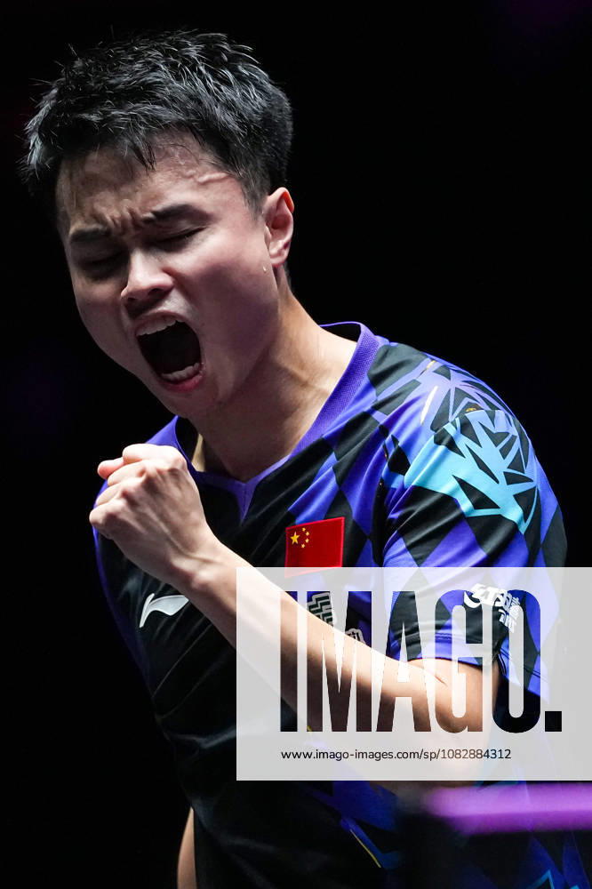 (260911) -- MACAO, Sept. 11, 2026 -- Zhou Qihao reacts during the men s singles round of 16 match between Zhou Qihao of China and Kanak Jha of the United States at the 2026 World Table tennis, Tischtennis (WTT) Champions Macao in Macao, south China, Sept. 11, 2026. ) (SP)CHINA-MACAO-TABLE TENNIS-WTT-MEN S SINGLES (CN) CheongxKamxKa