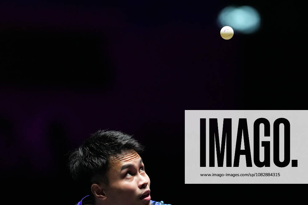 (260911) -- MACAO, Sept. 11, 2026 -- Zhou Qihao serves during the men s singles round of 16 match between Zhou Qihao of China and Kanak Jha of the United States at the 2026 World Table tennis, Tischtennis (WTT) Champions Macao in Macao, south China, Sept. 11, 2026. ) (SP)CHINA-MACAO-TABLE TENNIS-WTT-MEN S SINGLES (CN) CheongxKamxKa