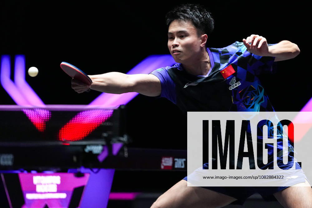 (260911) -- MACAO, Sept. 11, 2026 -- Zhou Qihao hits a return during the men s singles round of 16 match between Zhou Qihao of China and Kanak Jha of the United States at the 2026 World Table tennis, Tischtennis (WTT) Champions Macao in Macao, south China, Sept. 11, 2026. ) (SP)CHINA-MACAO-TABLE TENNIS-WTT-MEN S SINGLES (CN) CheongxKamxKa