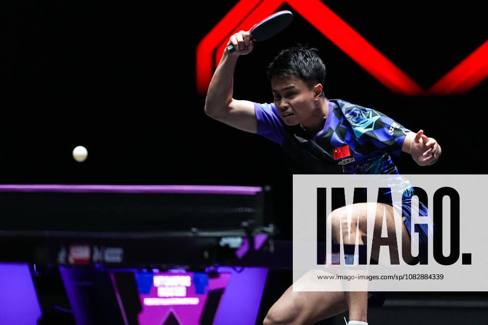 (260911) -- MACAO, Sept. 11, 2026 -- Zhou Qihao hits a return during the men s singles round of 16 match between Zhou Qihao of China and Kanak Jha of the United States at the 2026 World Table tennis, Tischtennis (WTT) Champions Macao in Macao, south China, Sept. 11, 2026. ) (SP)CHINA-MACAO-TABLE TENNIS-WTT-MEN S SINGLES (CN) CheongxKamxKa