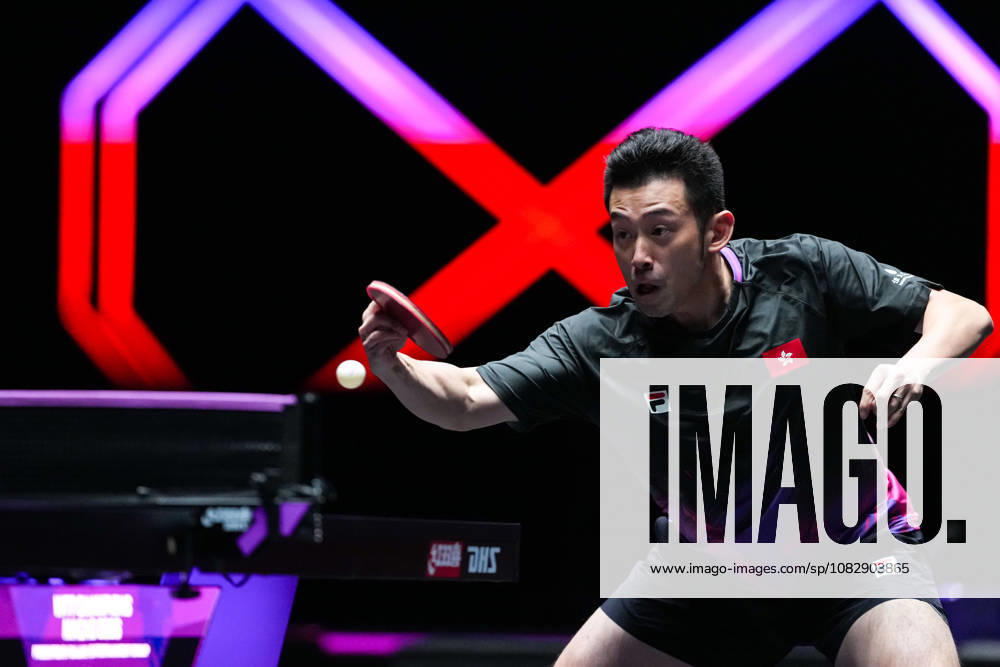 (260911) -- MACAO, Sept. 11, 2026 -- Wong Chun Ting hits a return during the men s singles round of 16 match between Wong Chun Ting of China s Hong Kong and Matsushima Sora of Japan at the 2026 World Table tennis, Tischtennis (WTT) Champions Macao in Macao, south China, Sept. 11, 2026. ) (SP)CHINA-MACAO-TABLE TENNIS-WTT-MEN S SINGLES (CN) CheongxKamxKa