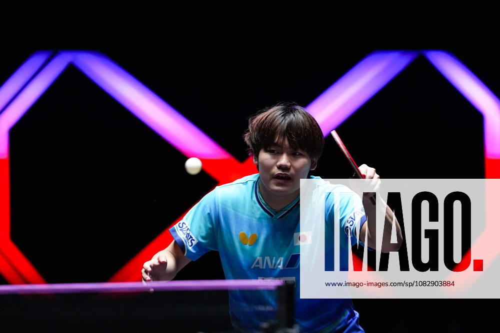 (260911) -- MACAO, Sept. 11, 2026 -- Matsushima Sora hits a return during the men s singles round of 16 match between Wong Chun Ting of China s Hong Kong and Matsushima Sora of Japan at the 2026 World Table tennis, Tischtennis (WTT) Champions Macao in Macao, south China, Sept. 11, 2026. ) (SP)CHINA-MACAO-TABLE TENNIS-WTT-MEN S SINGLES (CN) CheongxKamxKa