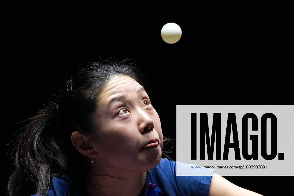(260911) -- MACAO, Sept. 11, 2026 -- Lili Zhang serves during the women s singles round of 16 match between Dina Meshref of Egypt and Lili Zhang of the United States at the 2026 World Table tennis, Tischtennis (WTT) Champions Macao in Macao, south China, Sept. 11, 2026. ) (SP)CHINA-MACAO-TABLE TENNIS-WTT-WOMEN S SINGLES (CN) CheongxKamxKa