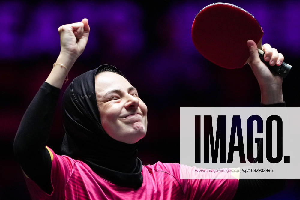 (260911) -- MACAO, Sept. 11, 2026 -- Dina Meshref celebrates during the women s singles round of 16 match between Dina Meshref of Egypt and Lili Zhang of the United States at the 2026 World Table tennis, Tischtennis (WTT) Champions Macao in Macao, south China, Sept. 11, 2026. ) (SP)CHINA-MACAO-TABLE TENNIS-WTT-WOMEN S SINGLES (CN) CheongxKamxKa
