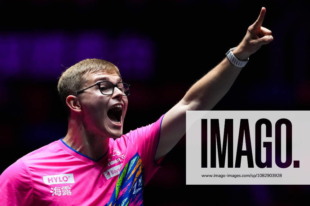 (260911) -- MACAO, Sept. 11, 2026 -- Alexis Lebrun celebrates after the men s singles round of 16 match between Alexis Lebrun of France and Benedikt Duda of Germany at the 2026 World Table tennis, Tischtennis (WTT) Champions Macao in Macao, south China, Sept. 11, 2026. ) (SP)CHINA-MACAO-TABLE TENNIS-WTT-MEN S SINGLES (CN) CheongxKamxKa