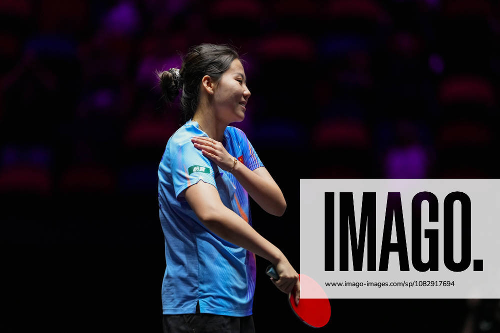 (260911) -- MACAO, Sept. 11, 2026 -- Chen Xingtong reacts after the women s singles round of 16 match between Chen Xingtong of China and Hana Goda of Egypt at the 2026 World Table tennis, Tischtennis (WTT) Champions Macao in Macao, south China, Sept. 11, 2026. ) (SP)CHINA-MACAO-TABLE TENNIS-WTT-WOMEN S SINGLES (CN) CheongxKamxKa