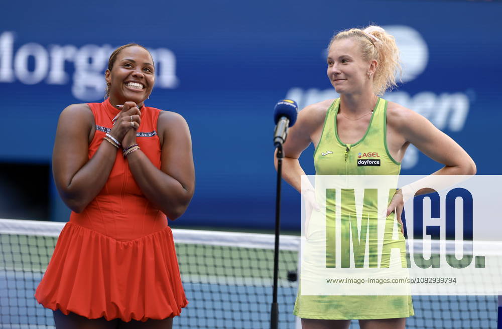 US Open tennis tournament - Day 13 Taylor Townsend of United States (L) and Katerina Siniakova of Czech Republic attend the trophy ceremony after winning against Ashlyn Krueger of United States and Robin Montgomery of United States during the Women s Doubles Final match at Arthur Ashe Stadium in the USTA Billie Jean King National Tennis Center in Flushing Meadows, New York, USA, 11 September 2026. FLUSHING MEADOWS NEW YORK United States