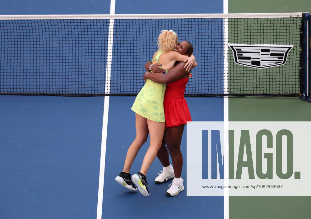 KATERINA SINIAKOVA of Czech Republic and TAYLOR TOWNSEND of USA after the match against A. Krueger and R. Montgomery of USA in the womenâ€⠢s double final of Grand Slam tournament US Open. New York, USA. Siniakova and Townsend won 5:7, 6:0, 6:2. Tennis: US Open - Siniakova And Townsend 5:7, 6:0, 6:2 - ZUMAc278 20260911_zsp_c278_002