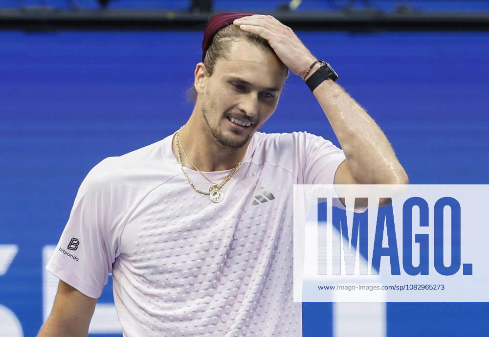 Alexander Zverev of Germany reacts after defeating Karen Khachanov in their Men s semifinal in Arthur Ashe Stadium at the 2026 US Open Tennis Championship at the USTA Billie Jean King National Tennis Center in New York City on Friday, September 11, 2026. Zverev won the match in three sets with a score of 6-3, 7-6, 7-6. NYP20260911840 JOHNxANGELILLO