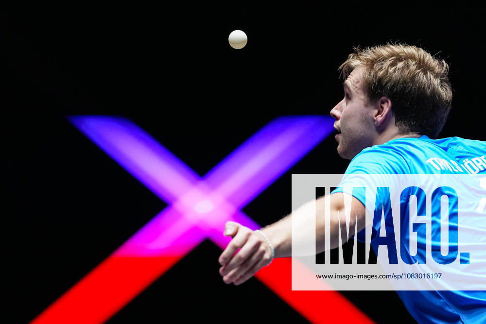 (260912) -- MACAO, Sept. 12, 2026 -- Truls Moregard competes during the men s singles quarterfinal match between Truls Moregard of Sweden and Darko Jorgic of Slovenia at the 2026 World Table tennis, Tischtennis (WTT) Champions Macao in Macao, south China, Sept. 12, 2026. ) (SP)CHINA-MACAO-TABLE TENNIS-WTT-MEN S SINGLES (CN) CheongxKamxKa