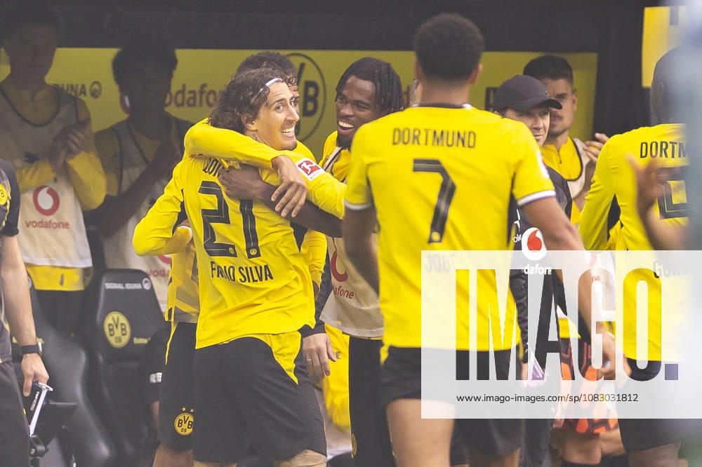 Soccer, Matchday 3 of the 1st Bundesliga, Borussia Dortmund vs. SC Paderborn, Fabio Silva of Borussia Dortmund celebrates the 1-0 goal, Dortmund, Signal Iduna Park, North Rhine-Westphalia, Germany, xRHR PHOTO DEx