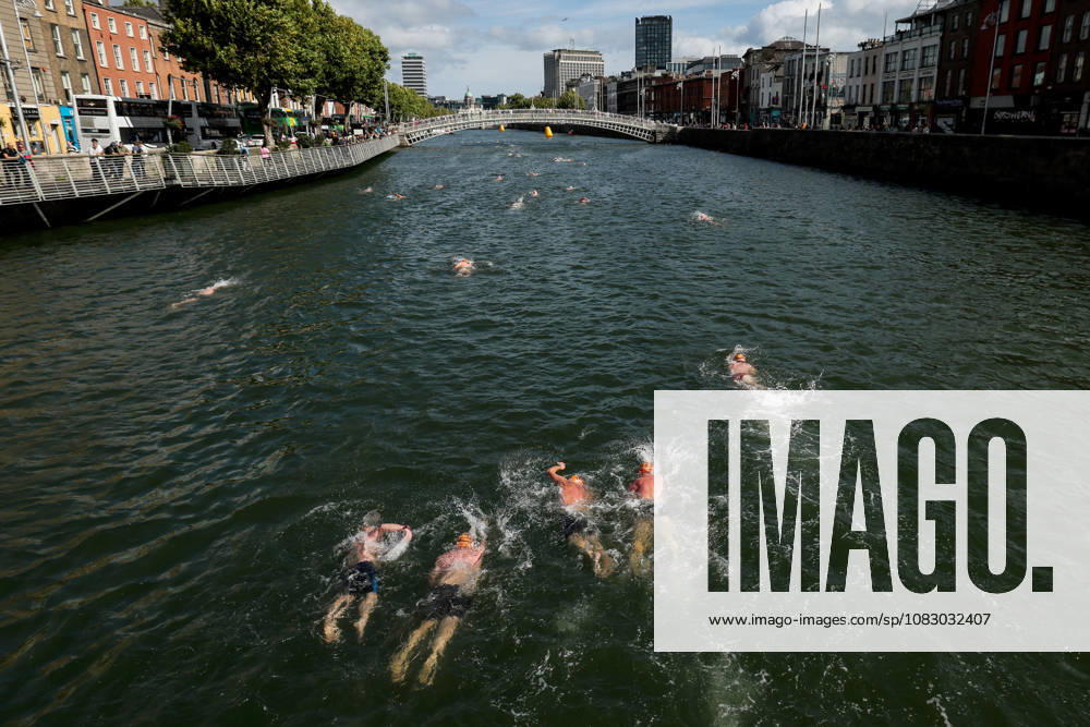 REPRO FREE *PRESS RELEASE NO REPRODUCTION FEE* 106th Dublin City Liffey Swim 2026, River Liffey, Dublin 12 9 2026 A general view of the mens race A general view of the mens race 12 9 2026