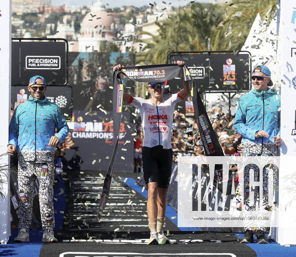 Ironman 70.3 femmes PHOTOPQR NICE MATIN Dylan Meiffret ; Nice ; 12 09 2026 ; Premier jour féminin de l Ironman 70.3 a Nice ICI : l americaine Taylor Knibb remporte la course - Nice, France, September 12, 2026. The first day of the 2026 IRONMAN 70.3 World Championship, WM, Weltmeisterschaft in Nice, dedicated to the women’s race. Professional women started at 7 a.m. from Plage des Ponchettes, followed by age-group competitors. The triathlon consists of a 1.9 km swim, a 90 km bike course through the Alpes-Maritimes and a 21.1 km run along the Promenade des Anglais. Nice France