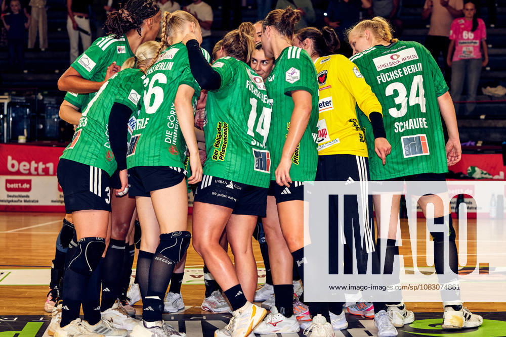 Fuechse Berlin, celebrating a victory, GER, Women s Handball Bundesliga 2, Fuechse Berlin vs. Rostocker HC Rostock Dolphins, 2026–27 season, Matchday 3, September 12, 2026, GER, Women s Handball Bundesliga 2, Füchse Berlin vs. Rostocker HC Rostock Dolphins, 2026–27 season, Matchday 3, September 12, 2026, Berlin