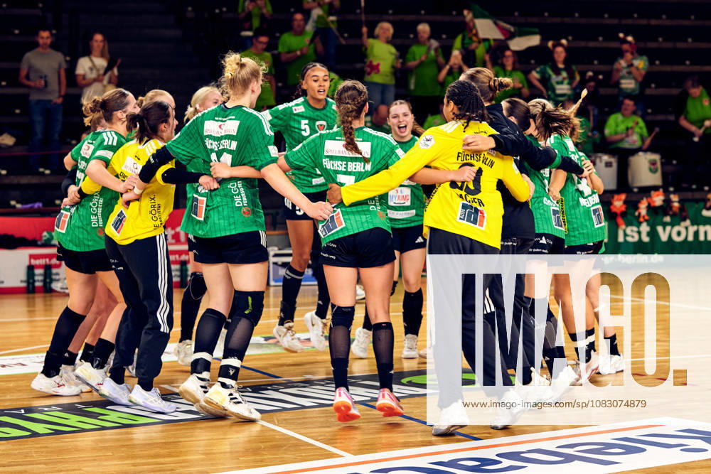Fuechse Berlin, celebrating a victory, GER, Women s Handball Bundesliga 2, Fuechse Berlin vs. Rostocker HC Rostock Dolphins, 2026–27 season, Matchday 3, September 12, 2026, GER, Women s Handball Bundesliga 2, Füchse Berlin vs. Rostocker HC Rostock Dolphins, 2026–27 season, Matchday 3, September 12, 2026, Berlin