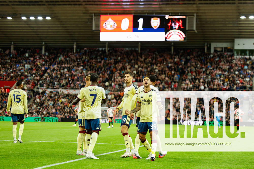 Sunderland v Arsenal, Premier League Bruno Guimaraes of Arsenal celebrates scoring his sides first goal of the match 0-1 during the Sunderland v Arsenal Premier League match at the Stadium of Light, Sunderland, England on 12 September 2026 Credit: Craig Cowan Every Second Media Editorial use only. All images are copyright Every Second Media Limited. No images may be reproduced without prior permission. All rights reserved. Premier League and Football League images are subject to licensing agreements with Football DataCo Limited. see https: www.football-dataco.com