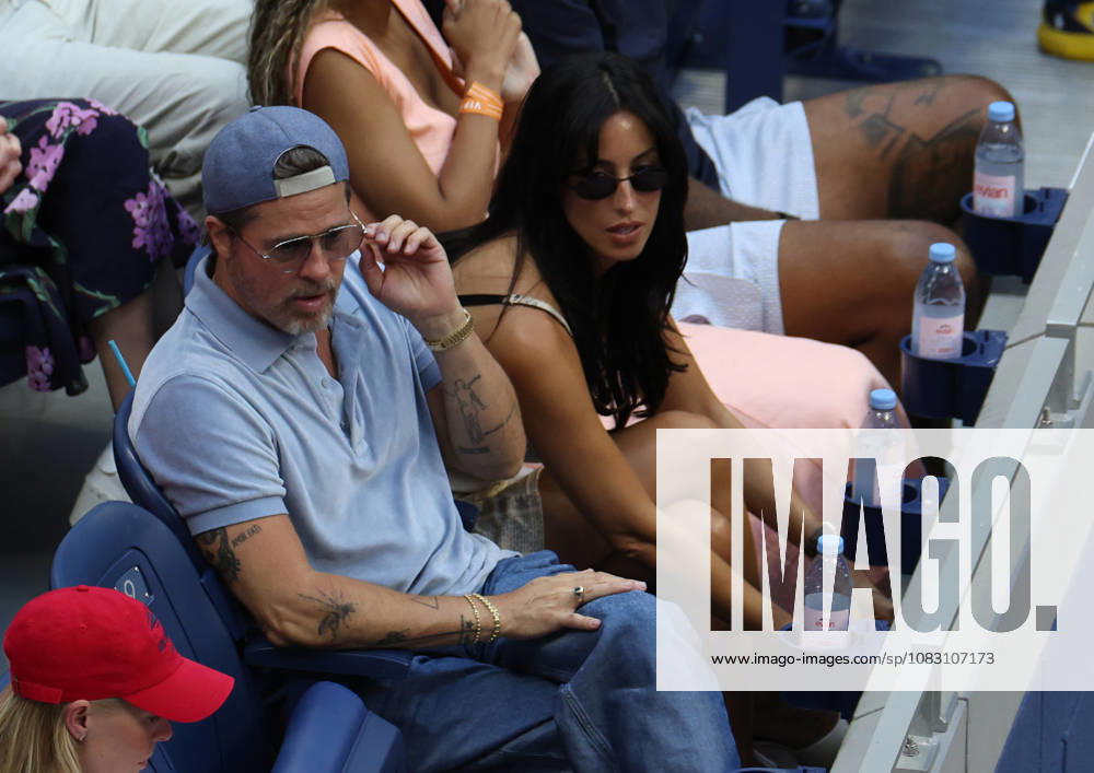 BRAD PITT and his girlfriend INES DE RAMON of USA during the womenâ€⠢s final of US Open E. Rybakina of Kazakhstan - A. Sabalenka. New York, USA. New York City USA - ZUMAc278 20260912_zsp_c278_012