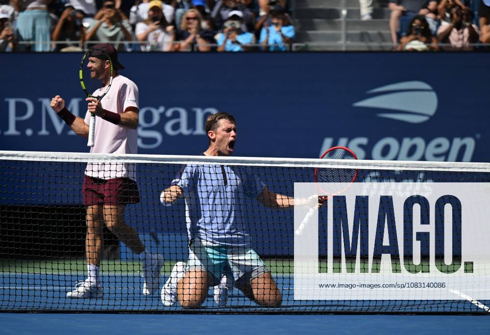 (260913) -- NEW YORK, Sept. 13, 2026 -- Christian Harrison (L) Neal Skupski celebrate after winning the men s doubles final match between Christian Harrison (the United States) Neal Skupski (Britain) and Kevin Krawietz Tim Puetz of Germany at the 2026 US Open tennis championships in New York, the United States, Sept. 12, 2026. ) (SP)U.S.-NEW YORK-TENNIS-US OPEN-MEN S DOUBLES-FINAL LixRui
