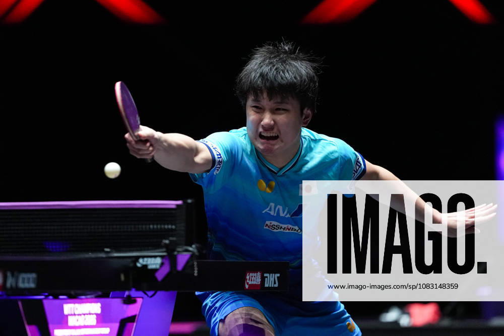 (260913) -- MACAO, Sept. 13, 2026 -- Harimoto Tomokazu competes during the men s singles semifinal match between Truls Moregard of Sweden and Harimoto Tomokazu of Japan at the 2026 World Table tennis, Tischtennis (WTT) Champions Macao in Macao, south China, Sept. 13, 2026. ) (SP)CHINA-MACAO-TABLE TENNIS-WTT-MEN S SINGLES (CN) CheongxKamxKa