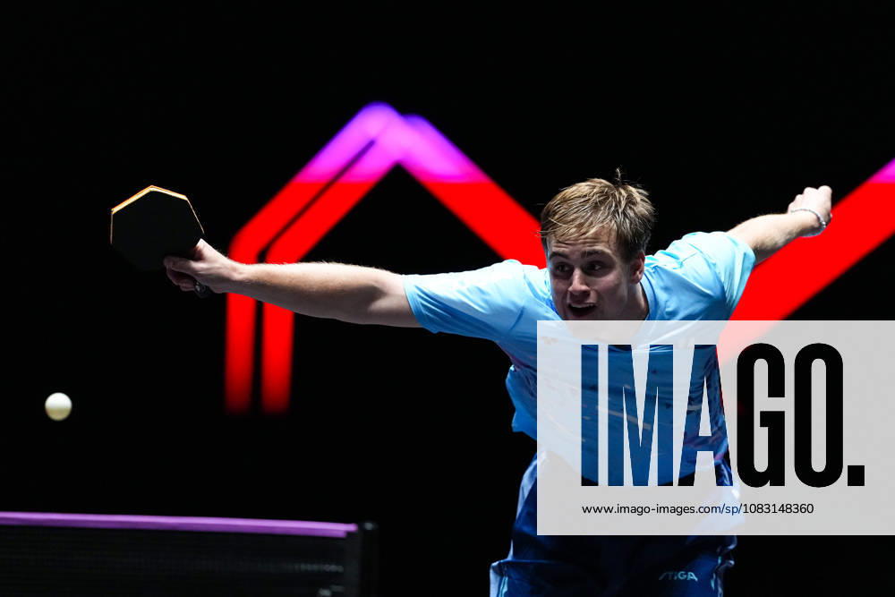 (260913) -- MACAO, Sept. 13, 2026 -- Truls Moregard competes during the men s singles semifinal match between Truls Moregard of Sweden and Harimoto Tomokazu of Japan at the 2026 World Table tennis, Tischtennis (WTT) Champions Macao in Macao, south China, Sept. 13, 2026. ) (SP)CHINA-MACAO-TABLE TENNIS-WTT-MEN S SINGLES (CN) CheongxKamxKa