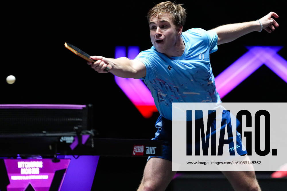 (260913) -- MACAO, Sept. 13, 2026 -- Truls Moregard competes during the men s singles semifinal match between Truls Moregard of Sweden and Harimoto Tomokazu of Japan at the 2026 World Table tennis, Tischtennis (WTT) Champions Macao in Macao, south China, Sept. 13, 2026. ) (SP)CHINA-MACAO-TABLE TENNIS-WTT-MEN S SINGLES (CN) CheongxKamxKa