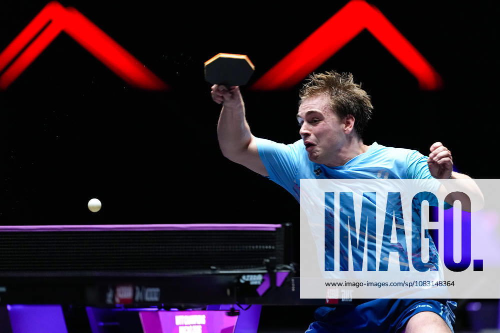 (260913) -- MACAO, Sept. 13, 2026 -- Truls Moregard competes during the men s singles semifinal match between Truls Moregard of Sweden and Harimoto Tomokazu of Japan at the 2026 World Table tennis, Tischtennis (WTT) Champions Macao in Macao, south China, Sept. 13, 2026. ) (SP)CHINA-MACAO-TABLE TENNIS-WTT-MEN S SINGLES (CN) CheongxKamxKa