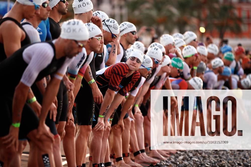 Ironman 70.3 masculin PHOTOPQR NICE MATIN Dylan Meiffret ; Nice ; 13 09 2026 ; Ironman 70.3 masculin, départ natation et, sortie d eau. Vélo départ Nice; September 13, 2026; Men s Ironman 70.3: swim start and swim exit; bike start. Nice France