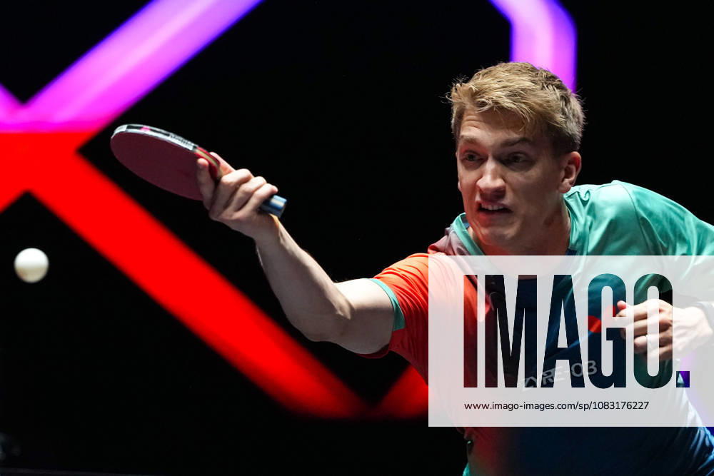 (260913) -- MACAO, Sept. 13, 2026 -- Anton Kallberg competes during the men s singles semifinal match between Hugo Calderano of Brazil and Anton Kallberg of Sweden at the 2026 World Table tennis, Tischtennis (WTT) Champions Macao in Macao, south China, Sept. 13, 2026. ) (SP)CHINA-MACAO-TABLE TENNIS-WTT-MEN S SINGLES (CN) CheongxKamxKa