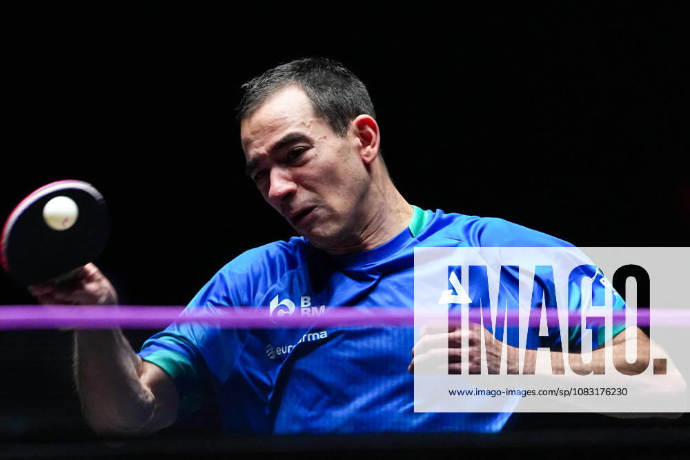 (260913) -- MACAO, Sept. 13, 2026 -- Hugo Calderano competes during the men s singles semifinal match between Hugo Calderano of Brazil and Anton Kallberg of Sweden at the 2026 World Table tennis, Tischtennis (WTT) Champions Macao in Macao, south China, Sept. 13, 2026. ) (SP)CHINA-MACAO-TABLE TENNIS-WTT-MEN S SINGLES (CN) CheongxKamxKa