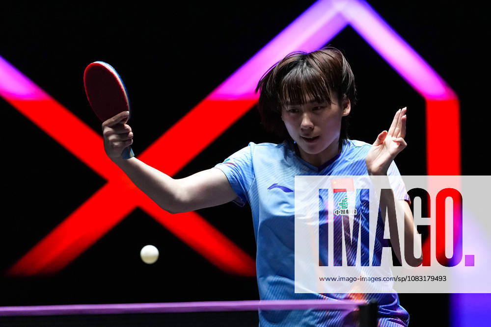 (260913) -- MACAO, Sept. 13, 2026 -- Chen Yi of China hits a return during the women s singles final match against Harimoto Miwa of Japan at the 2026 World Table tennis, Tischtennis (WTT) Champions Macao in Macao, south China, Sept. 13, 2026. ) (SP)CHINA-MACAO-TABLE TENNIS-WTT-WOMEN S SINGLES-FINAL (CN) CheongxKamxKa