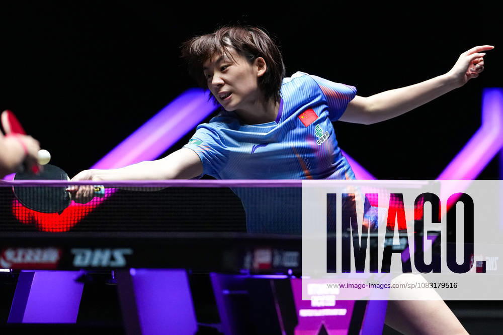 (260913) -- MACAO, Sept. 13, 2026 -- Chen Yi of China hits a return during the women s singles final match against Harimoto Miwa of Japan at the 2026 World Table tennis, Tischtennis (WTT) Champions Macao in Macao, south China, Sept. 13, 2026. ) (SP)CHINA-MACAO-TABLE TENNIS-WTT-WOMEN S SINGLES-FINAL (CN) CheongxKamxKa