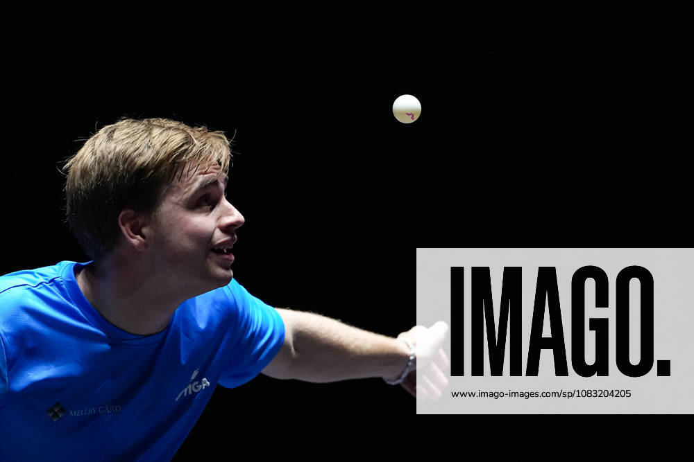 (260913) -- MACAO, Sept. 13, 2026 -- Truls Moregard serves during the men s singles final match between Hugo Calderano of Brazil and Truls Moregard of Sweden at the 2026 World Table tennis, Tischtennis (WTT) Champions Macao in Macao, south China, Sept. 13, 2026. ) (SP)CHINA-MACAO-TABLE TENNIS-WTT-MEN S SINGLES-FINAL (CN) CheongxKamxKa