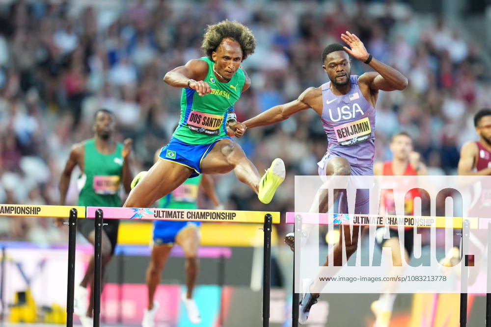World Athletics Ultimate Championship in Budapest, Hungary Alison DOS SANTOS of Brazil wins the 400 Metres Hurdles Mens Final during the inaugural World Athletics Ultimate Championship at the Gyula Zsivotzky National Athletics Centre in Budapest, Hungary on September 13, 2026. BUDAPEST HUNGARY