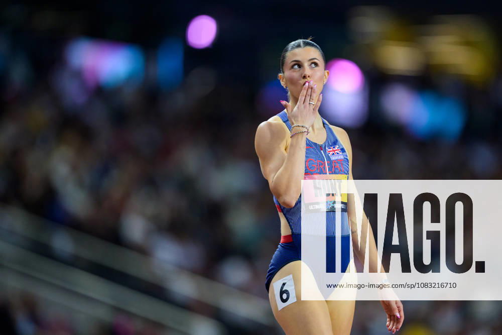 Amy Hunt of Great Britain competes in a women’s 200-meter semifinal during the 2026 World Athletics Ultimate Championship on September 13, 2026 in Budapest. Photo by Joel Marklund. BILDBYRAN code JM JM0852 bbeng track and field athletics friidrett 2026 World Athletics Ultimate Championship Budapest 26 women