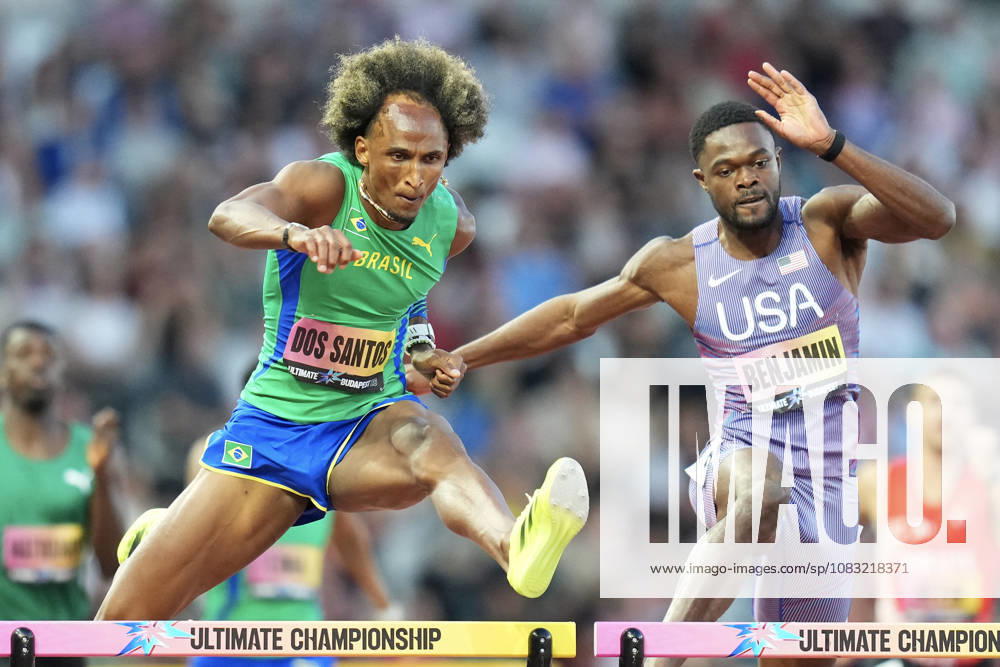 World Athletics Ultimate Championship in Budapest, Hungary Alison DOS SANTOS of Brazil wins the 400 Metres Hurdles Mens Final during the inaugural World Athletics Ultimate Championship at the Gyula Zsivotzky National Athletics Centre in Budapest, Hungary on September 13, 2026. BUDAPEST HUNGARY