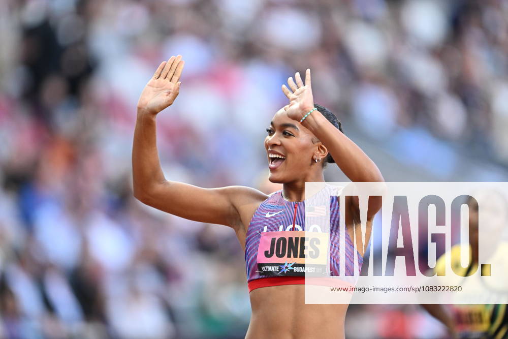 World Athletics Ultimate Championship - Budapest: Day Three BUDAPEST, HUNGARY - SEPTEMBER 13: Jasmine Jones of Team United States gestures after victory in the Women s 400 Metres Hurdles Final during Day 3 of the World Athletics Ultimate Championship at National Athletics Centre on September 13, 2026 in Budapest, Hungary. Mustafa Yalcin Anadolu Budapest Hungary. Editorial use only. Please get in touch for any other usage.