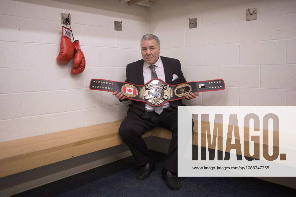 Former Canadian boxer George Chuvalo sits with a People s Champion belt presented to him at Toronto s Mattamy Centre, formerly known as Maple Leaf Gardens, on Tuesday, March 29, 2016. George Chuvalo - ZUMAc35_ 20160329_zaf_c35_161
