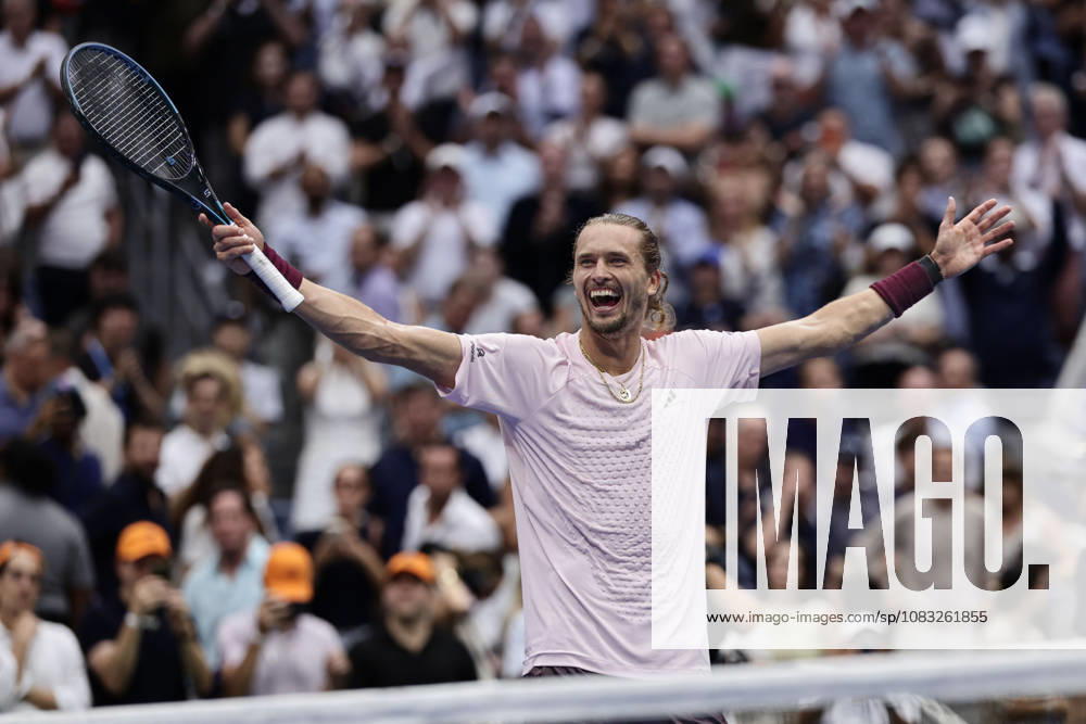 Alexander Zverev celebrates after his victory; celebration, joy, emotion, championship match, final, U.S. Open Championships, Billie Jean King National Tennis Center, Flushing Meadows, New York, USA