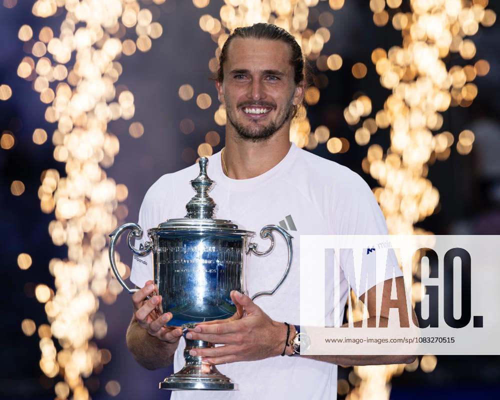 Alexander Zverev (GER) during the trophy ceremony after defeating Ben Shelton (USA) in the MenÃ¢â‚¬â ¢s Final at the US Open on September 13, 2026, held at the USTA Billie Jean King National Tennis Center in New York City. CSM . New York City USA - ZUMAc04_ 20260913_zma_c04_467